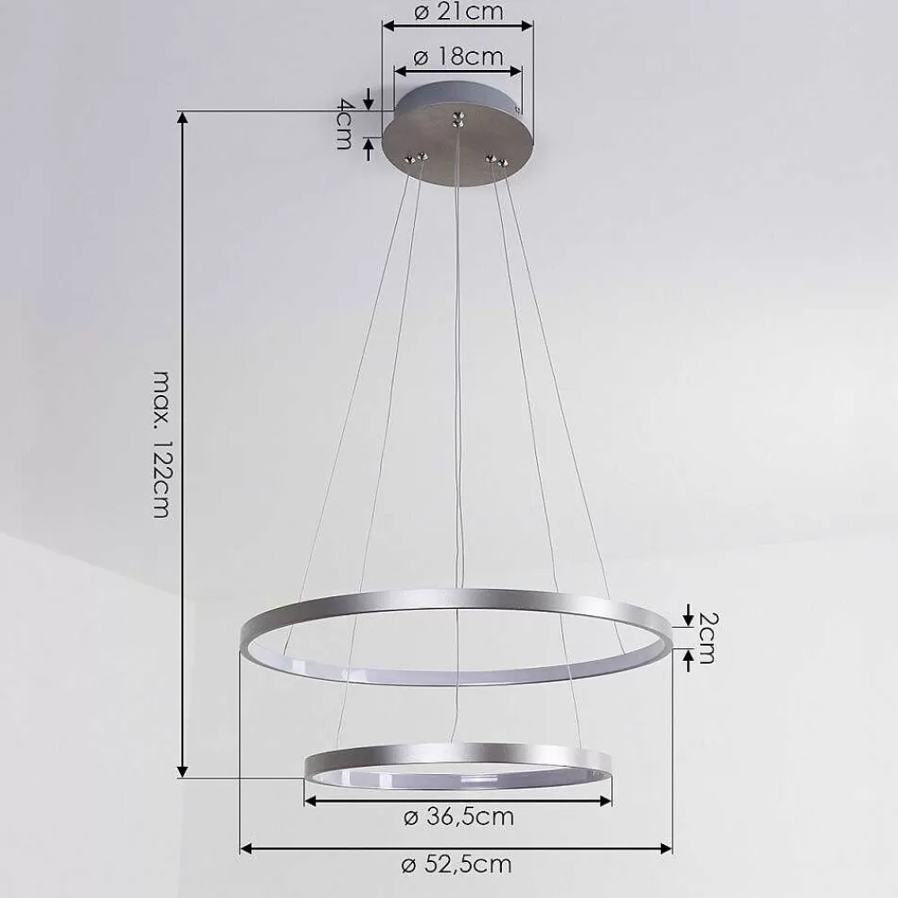 hofstein Suspension Canisteo Led Argente, 2 Lumieres, Telecommandes, Changeur De Couleurs