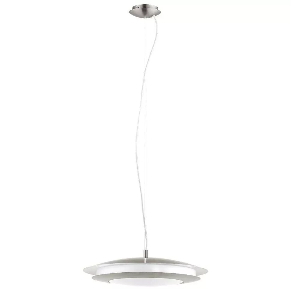 Luminaires Eglo Suspension Eglo Connect Moneva-C Led Nickel Mat, 1 Lumiere, Changeur De Couleurs