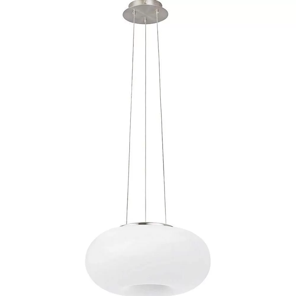 Luminaires Eglo Suspension Eglo Connect Optica-C Led Nickel Mat, 1 Lumiere, Changeur De Couleurs