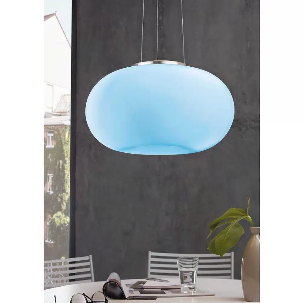 Luminaires Eglo Suspension Eglo Connect Optica-C Led Nickel Mat, 1 Lumiere, Changeur De Couleurs