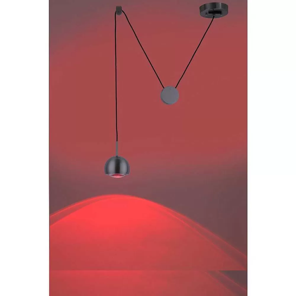 Paul Neuhaus Q-Serie Suspension Paul Neuhaus Q-Adam Led Acier Inoxydable, 1 Lumiere, Telecommandes, Changeur De Couleurs