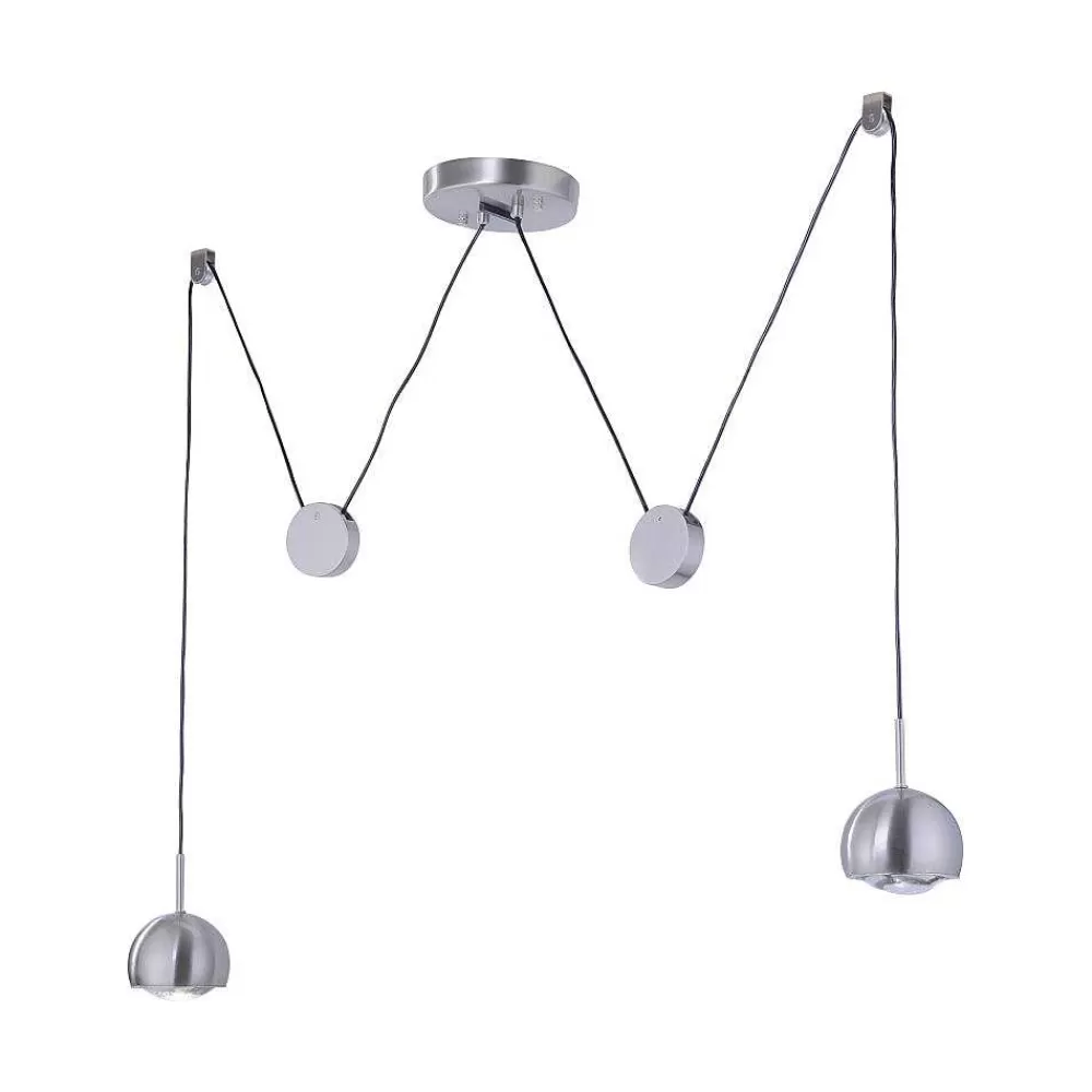 Paul Neuhaus Q-Serie Suspension Paul Neuhaus Q-Adam Led Acier Inoxydable, 2 Lumieres, Telecommandes, Changeur De Couleurs