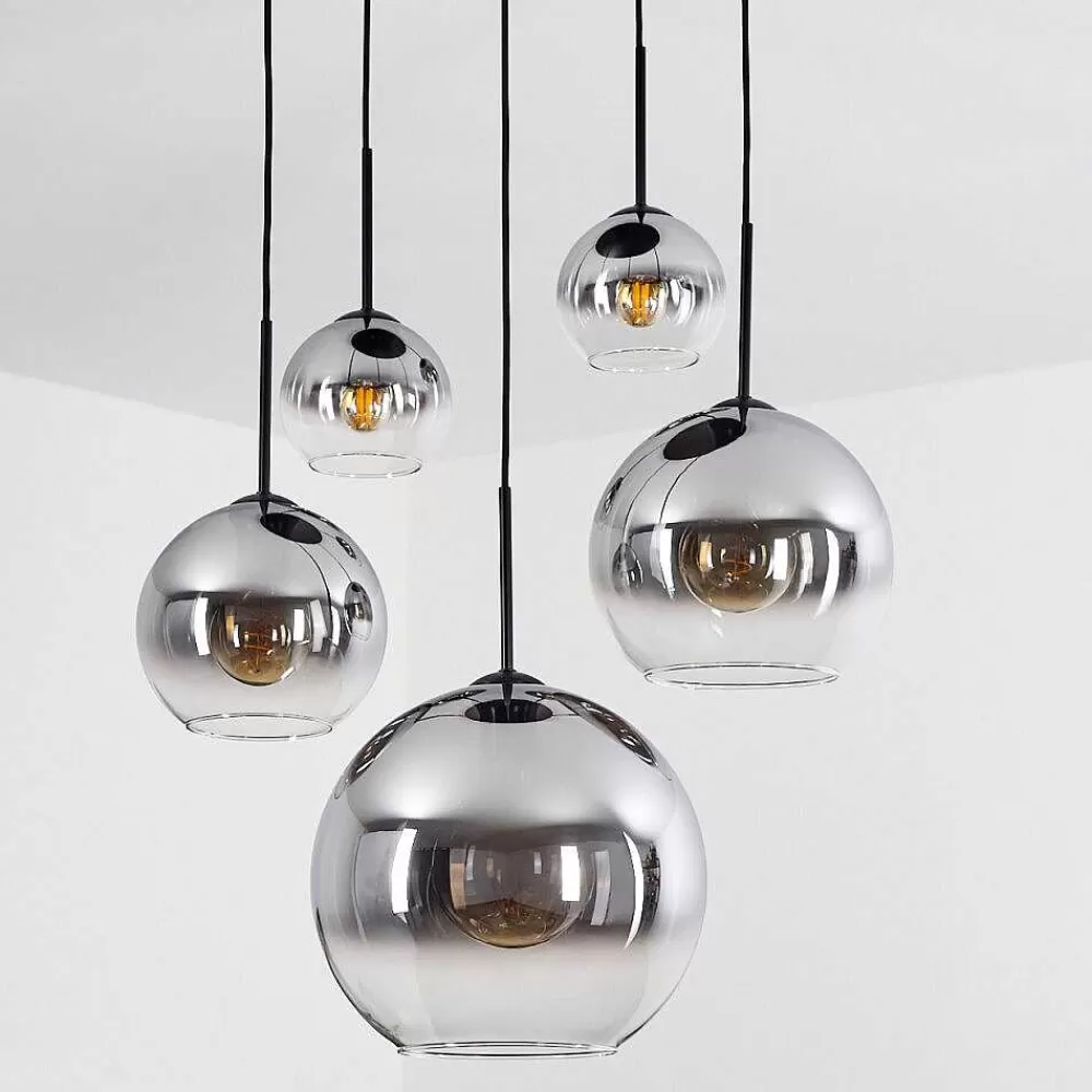 hofstein Suspension Verre 15 Cm, 20 Cm, 25 Cm, 30Cm Koyoto Clair, Fume, 5 Lumieres