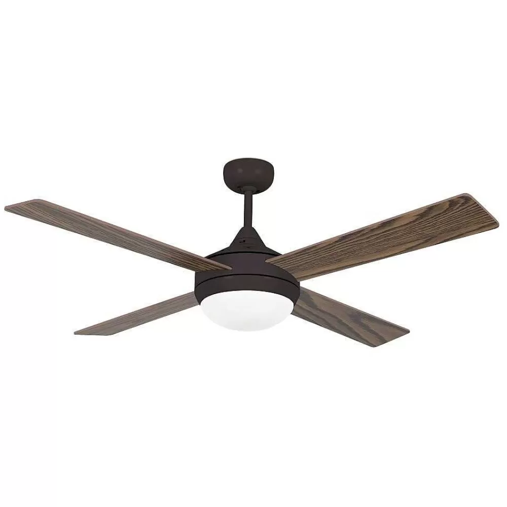 Luminaires Faro Barcelona Ventilateur De Plafond A Lampe Faro Barcelona Icaria Brun, Bois Fonce, 2 Lumieres, Telecommandes