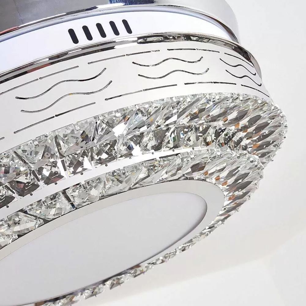 hofstein Ventilateur De Plafond Bendigo Led Nickel Mat, Transparent, 1 Lumiere