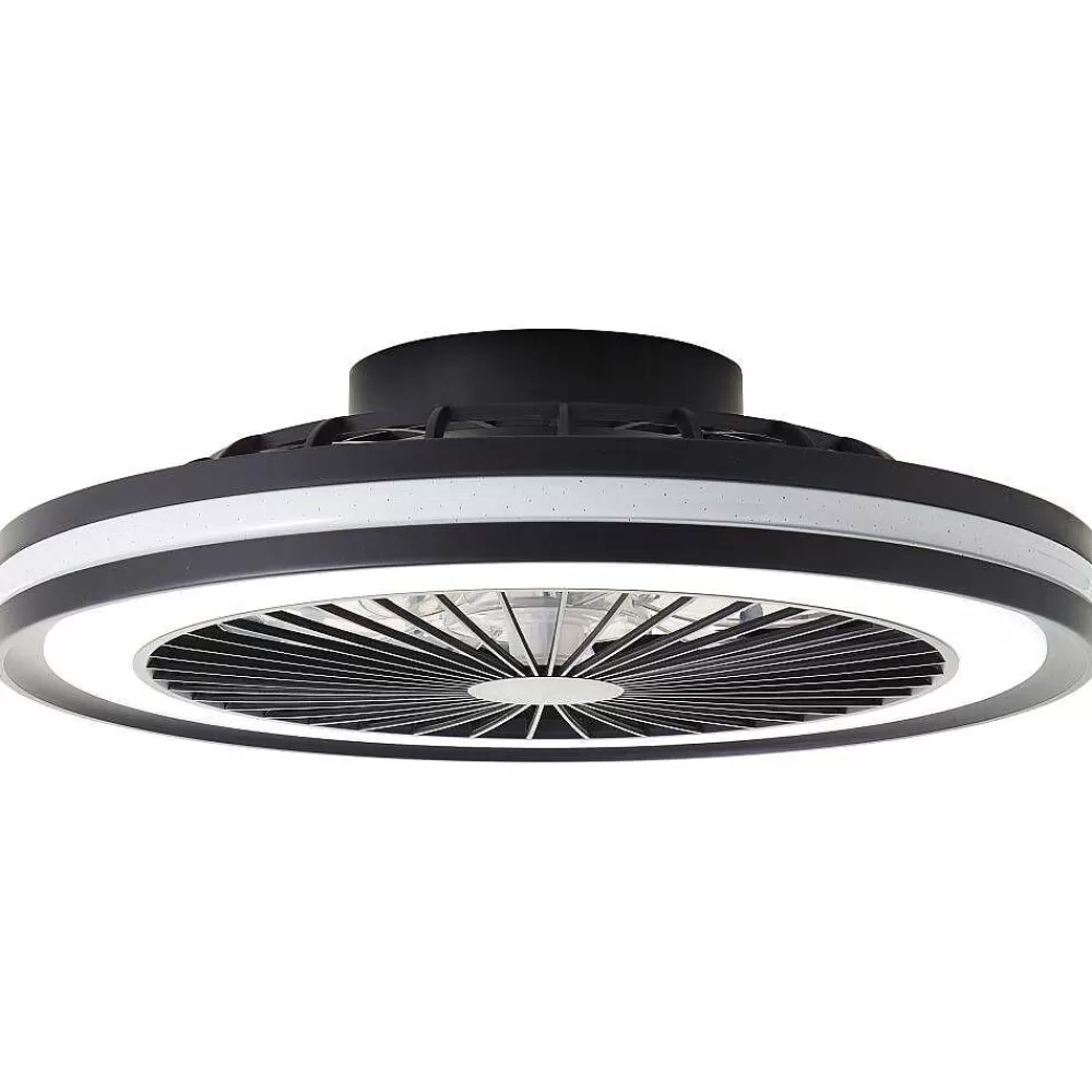 Luminaires Brilliant Ventilateur De Plafond Brilliant Palmero Noir, 1 Lumiere, Telecommandes, Changeur De Couleurs