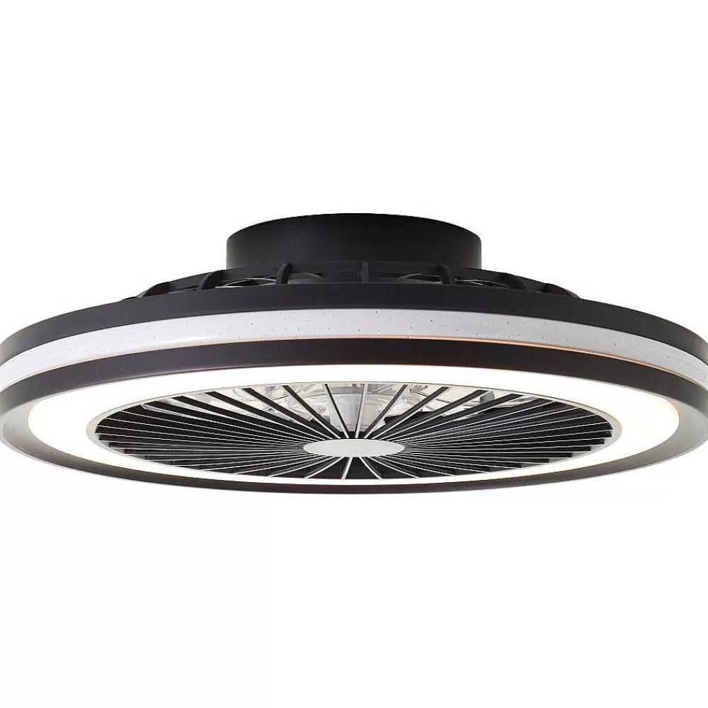 Luminaires Brilliant Ventilateur De Plafond Brilliant Palmero Noir, 1 Lumiere, Telecommandes, Changeur De Couleurs