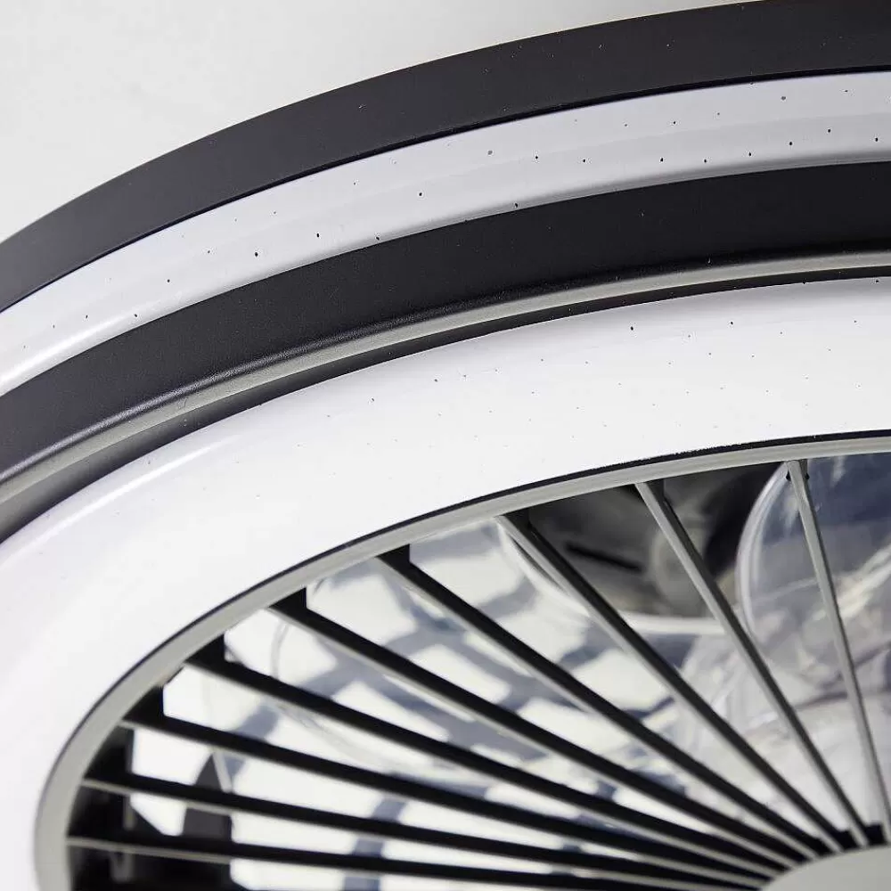 Luminaires Brilliant Ventilateur De Plafond Brilliant Palmero Noir, 1 Lumiere, Telecommandes, Changeur De Couleurs