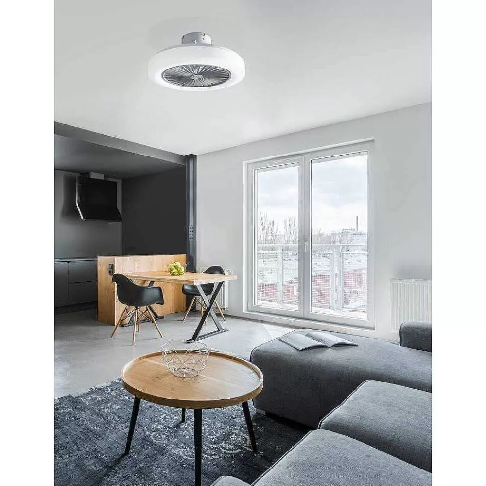 Luminaires Eglo Ventilateur De Plafond Eglo Ortona Led Blanc, 3 Lumieres