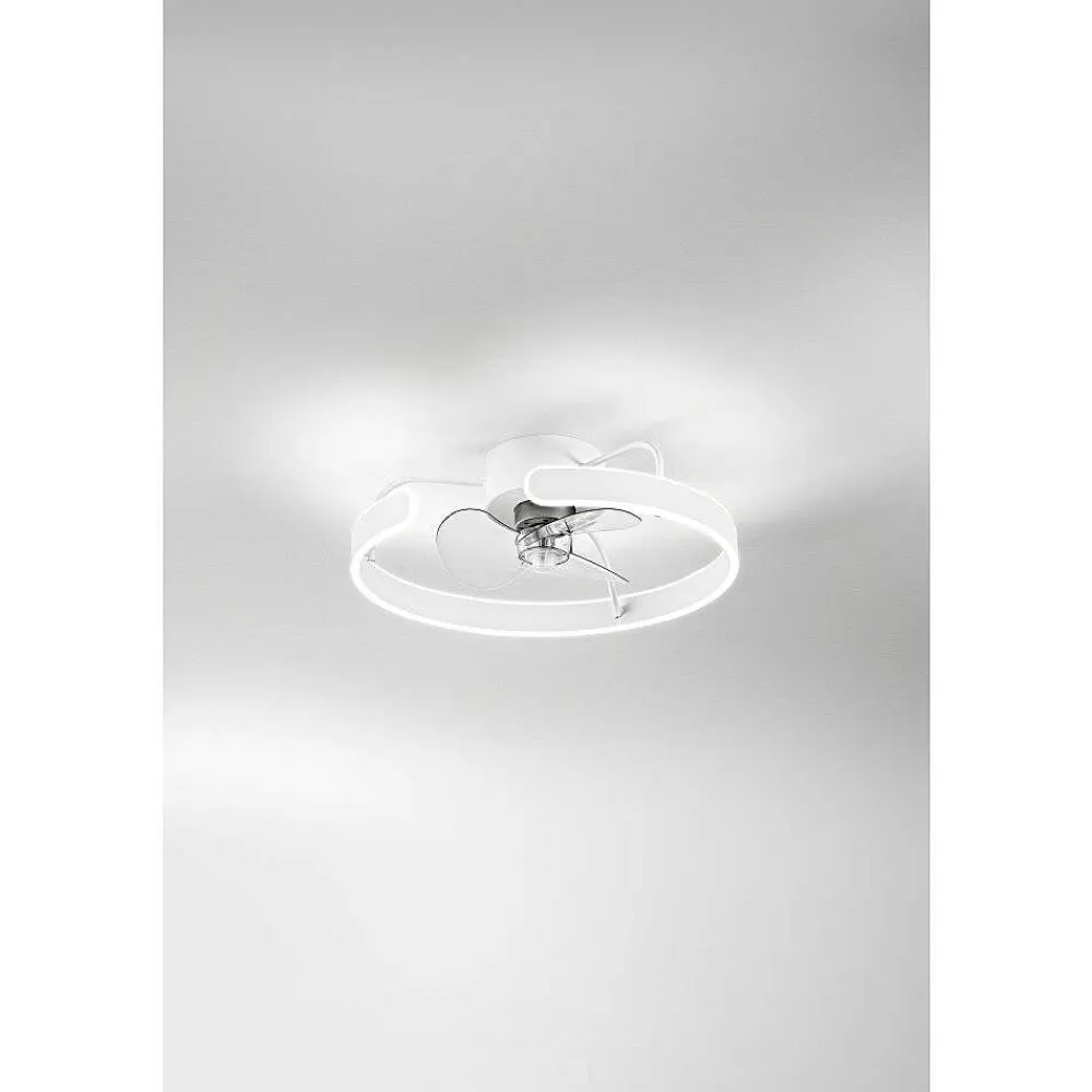 Luminaires Fabas Luce Ventilateur De Plafond Fabas Luce Savoy Led Blanc, 1 Lumiere
