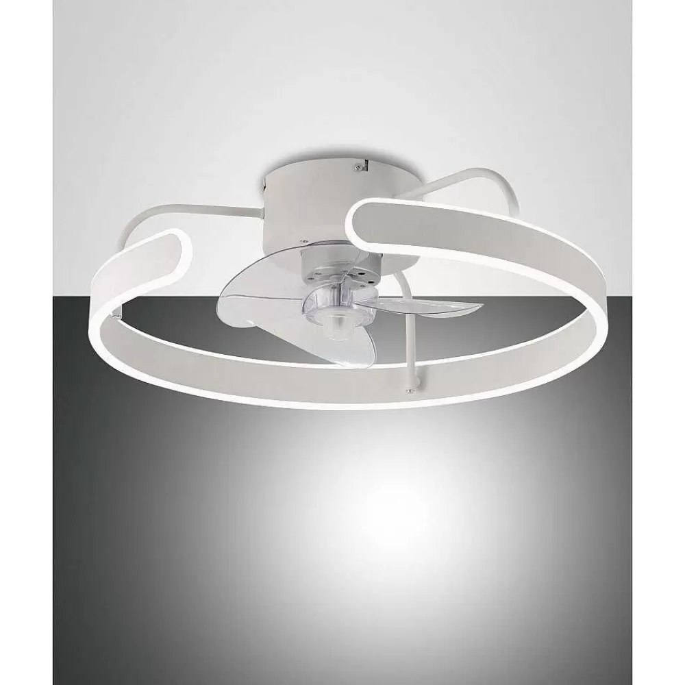 Luminaires Fabas Luce Ventilateur De Plafond Fabas Luce Savoy Led Blanc, 1 Lumiere