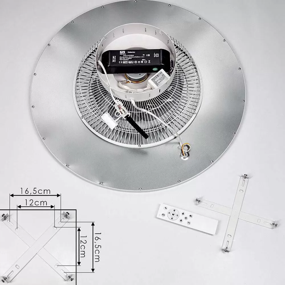 hofstein Ventilateur De Plafond Marmorta Led Blanc, 1 Lumiere, Telecommandes