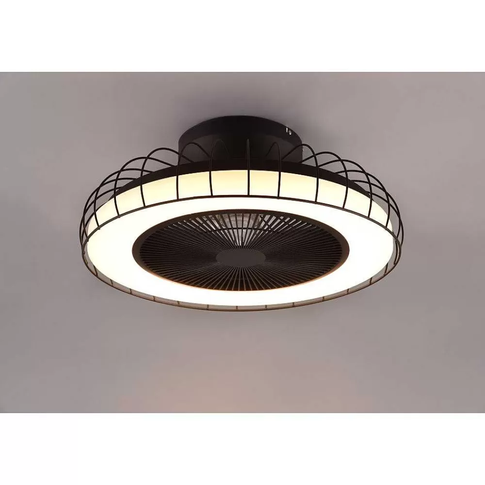 Luminaires Reality Ventilateur De Plafond Reality Sandfjord Led Noir, 1 Lumiere, Telecommandes